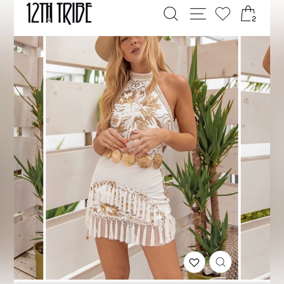 12th Tribe | Dresses | Gold Dust White Sequin Fringe Dress | Poshmark